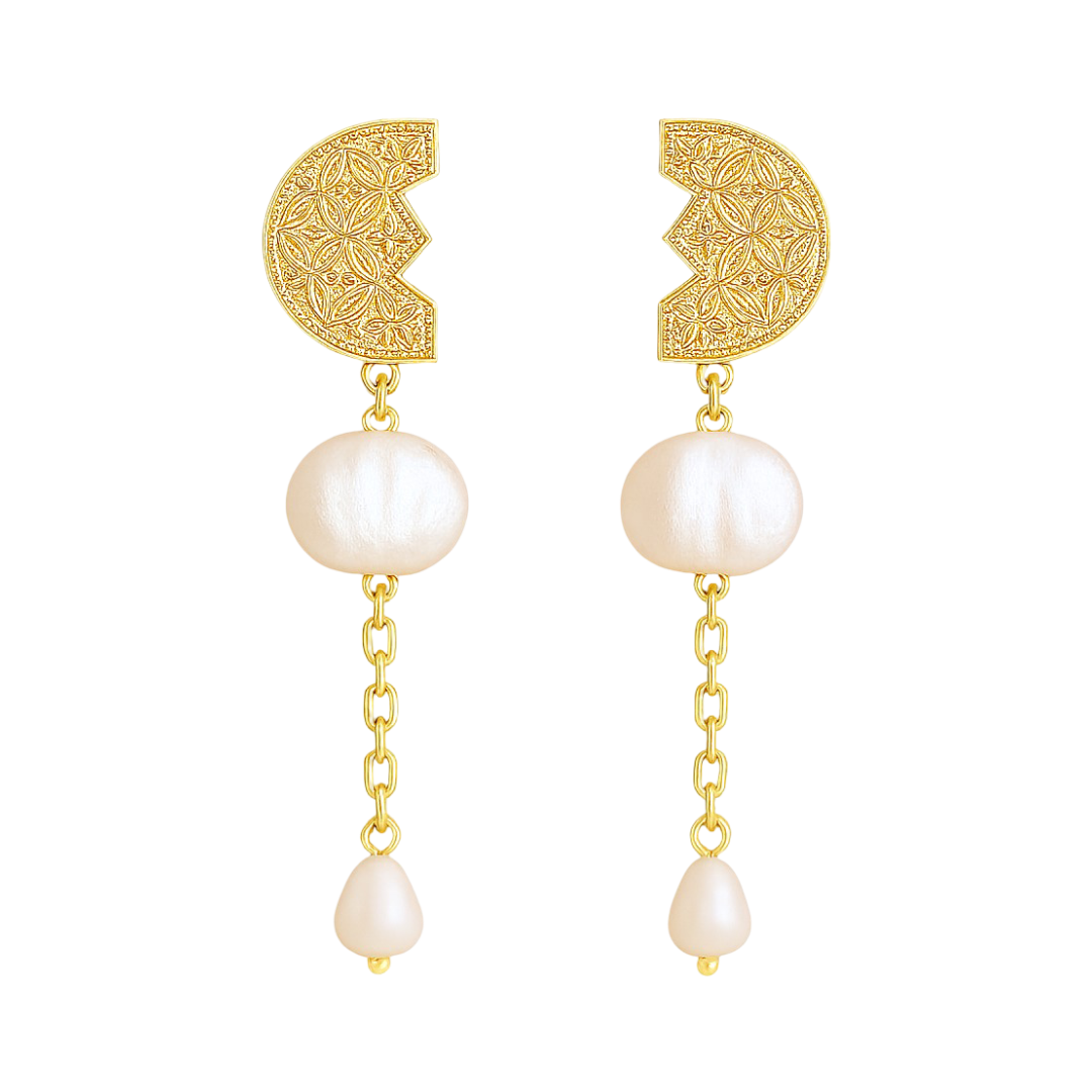 Half Moon Freshwater Pearl Earrings