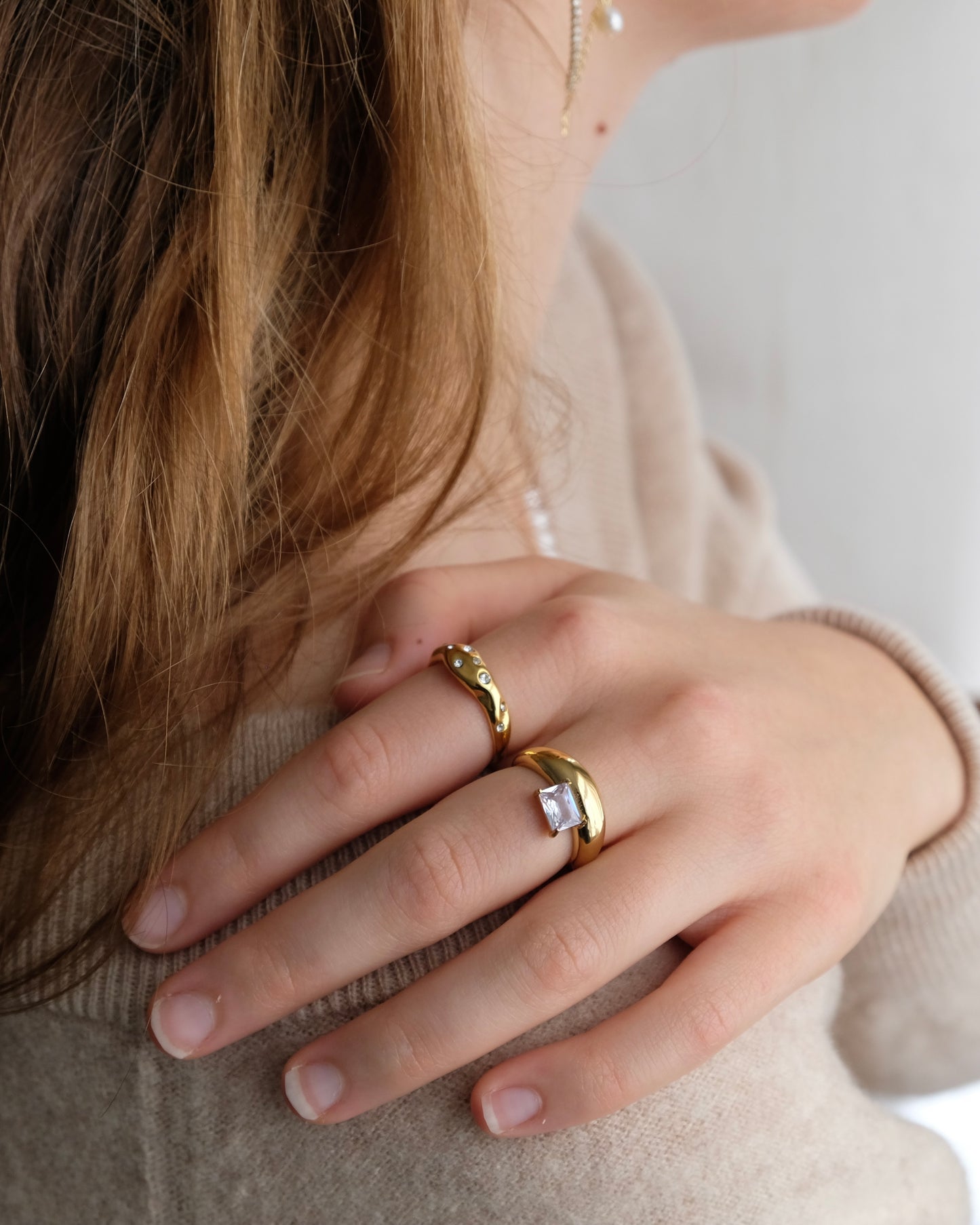 Organic Chunky Ring with Crystal