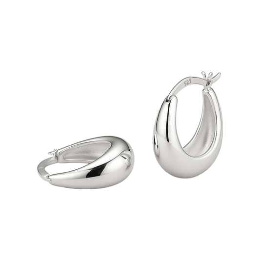 Chunky Hoop Earrings Silver