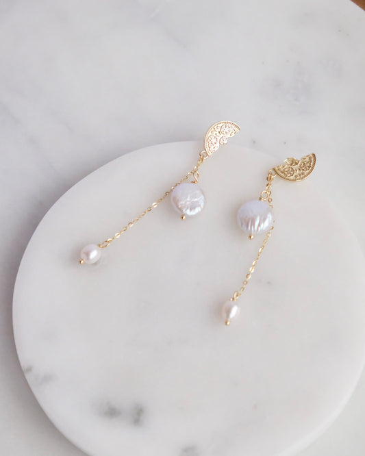 Half Moon Freshwater Pearl Earrings