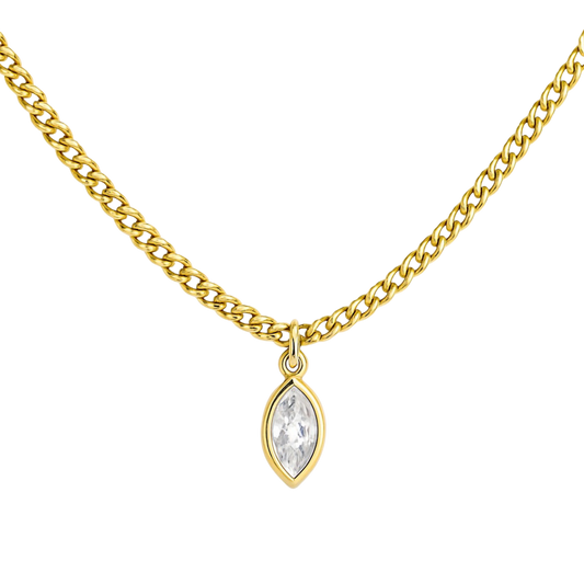 Plaited Chain Necklace with Crystal Pendant