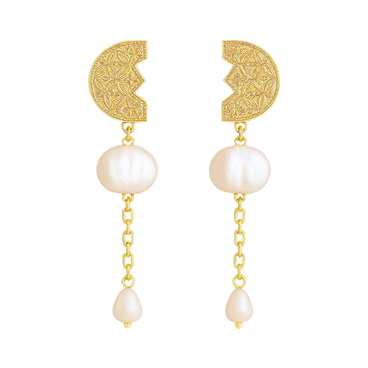 Half Moon Freshwater Pearl Earrings